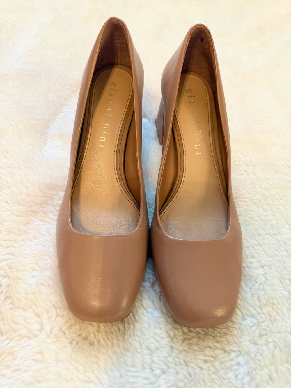 Gianni Bini Blush Nude Taupe Block Heel Pumps - Picture 8 of 8